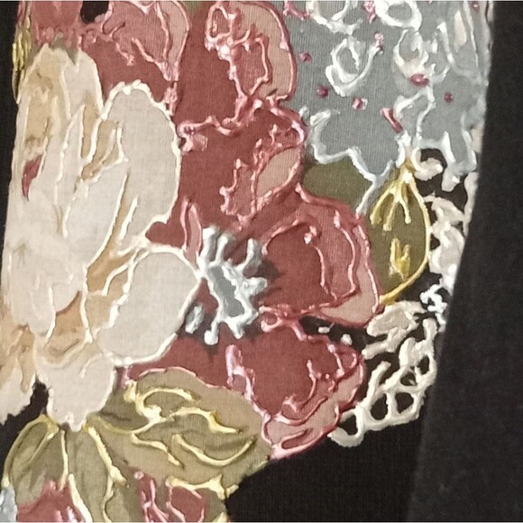 VTG Hand Embellished Sweatshirt Floral Vinyl Applique 80's Eclectic Grandma XL - Picture 7 of 13